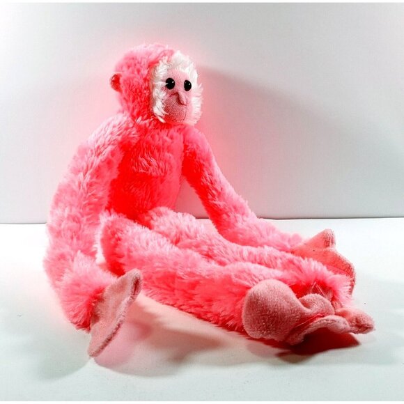 Wild Republic Hanging Monkey Plush 18" Stuffed Animal Neon Pink - Picture 2 of 4
